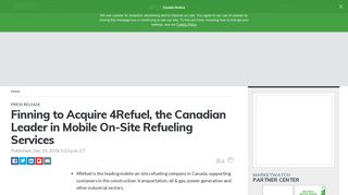 Finning to Acquire 4Refuel, the Canadian Leader in Mobile On-Site ...