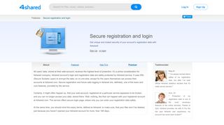 Secure registration and login at 4shared.com