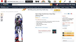 Amazon.com: Tech 4 Kids Transformers 4 Spar Bag - Optimus Prime ...