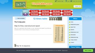 12 times table with games at Timestables.com