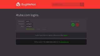 4tube.com passwords - BugMeNot