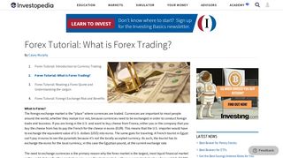 Forex Tutorial: What is Forex Trading? - Investopedia
