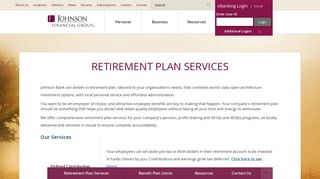 Retirement Plan Services | Johnson Bank