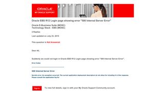 Oracle EBS R12 Login page showing error 