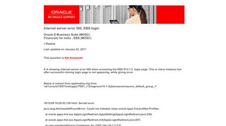 Internal server error 500. EBS login - Oracle