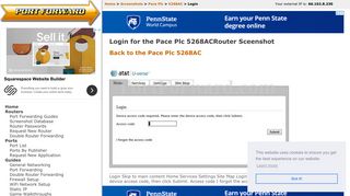 Pace Plc 5268AC Login Router Screenshot - PortForward.com