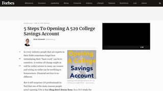 5 Steps To Opening A 529 College Savings Account - Forbes
