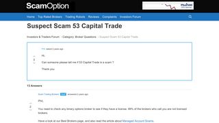 Suspect Scam 53 Capital Trade - Investors Forum