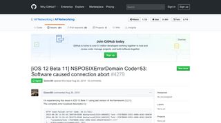 [iOS 12 Beta 11] NSPOSIXErrorDomain Code=53: Software caused ...