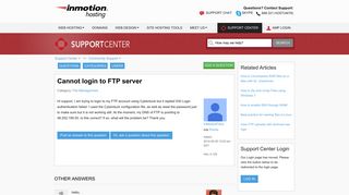 Cannot login to FTP server | InMotion Hosting