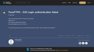 PureFTPD - 530 Login authentication failed - Experts Exchange