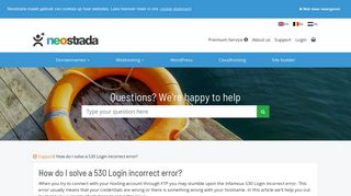 How do I solve a 530 Login incorrect error? | Neostrada