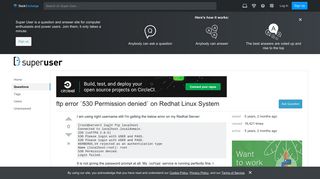 ftp error `530 Permission denied` on Redhat Linux System - Super User
