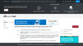 530 Permission Denied when trying to log onto FTP - Server Fault