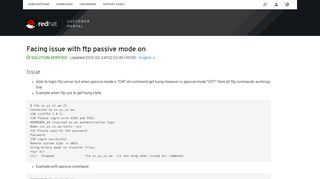 Facing issue with ftp passive mode on - Red Hat Customer Portal