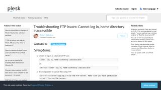 Troubleshooting FTP issues: Cannot log in, home directory inaccessible