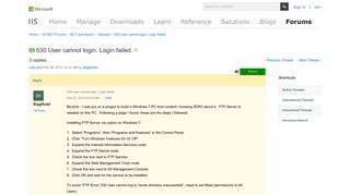 530 User cannot login. Login failed. : The Official Microsoft IIS ...