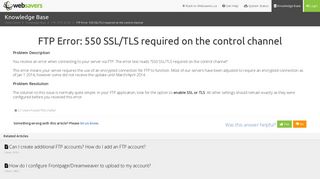 FTP Error: 550 SSL/TLS required on the control channel ...