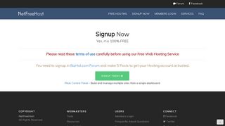 Sign up for a free website hosting - NetFreeHost