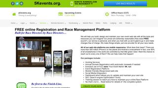5K event website on free online registration platform - 5Kevents.org