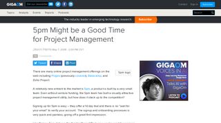 Gigaom | 5pm Might be a Good Time for Project Management
