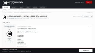 5 Star Mining - 200GH/s free BTC Mining - PROMOTIONS / OFF-SITE ...