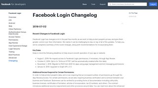 Changelog - Facebook Login - Facebook for Developers