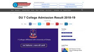 DU 7 College Admission Result 2018-19 - Exam Result BD