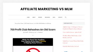 700 Profit Club Rehashes an Old Scam - Affiliate Marketing vs MLM