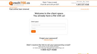 Login to your account | Loan renewal | Credit700.ca