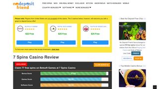 7 Spins Casino - NoDepositFriend - No Deposit Bonus Codes