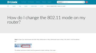 How do I change the 802.11 mode on my router? | D-Link UK