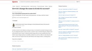 How to change the name in Kotak 811 account - Quora