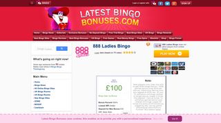 888 Ladies Bingo | £100 Bingo Sign Up Bonus - Latest Bingo Bonuses