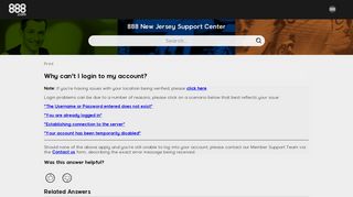 Can't login to account - 888