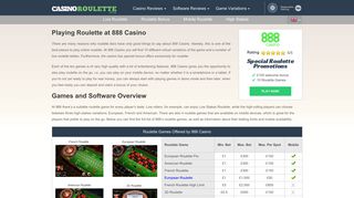 888 Roulette Review - Games, Features & Bonuses