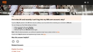 UK Members - Login Issues | 888sport Support Center