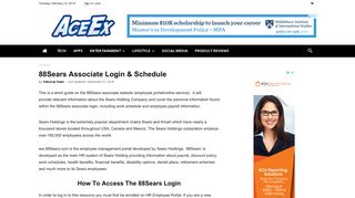 88Sears Associate Login & Schedule | www.88Sears.com - AceEx