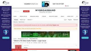 Telkom LTE Data Usate Tracker - Login Issue | MyBroadband