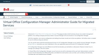 Virtual Office Configuration Manager Administrator ... - Support - 8x8