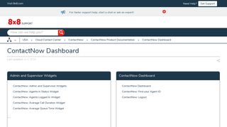 ContactNow Dashboard - 8x8 Support