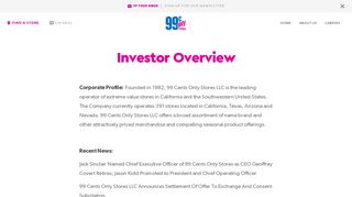 Investor Overview | 99 Cents Only Stores