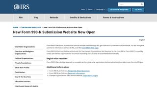 New Form 990 N Submission Website Now Open | Internal Revenue ...
