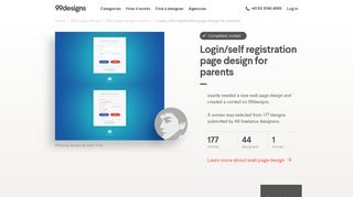 Login/self registration page design for parents | Web ... - 99Designs