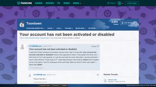 Your account has not been activated or disabled | Toontown ...
