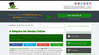 A Máquina De Vendas Online Tiago Bastos 4.0 DESCONTO 40%