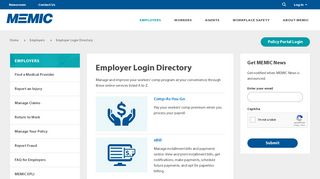 Employer Login Directory - MEMIC
