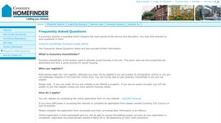 Frequently Asked Questions - Coventry Homefinder
