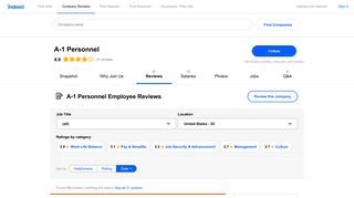 Working at A-1 Personnel: Employee Reviews | Indeed.com
