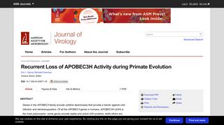 Recurrent Loss of APOBEC3H Activity during Primate Evolution ...